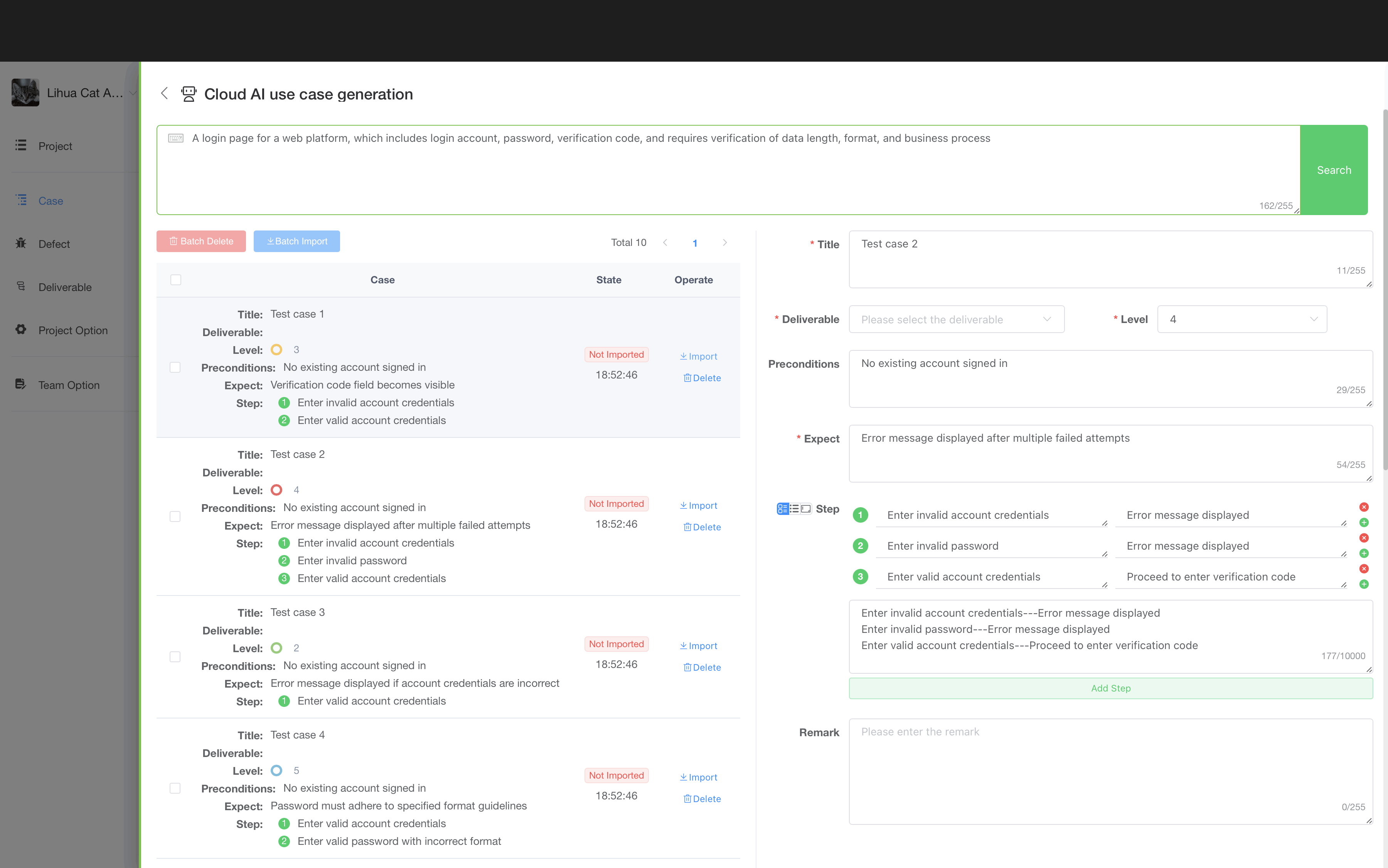 Edit AI Generated Use Cases