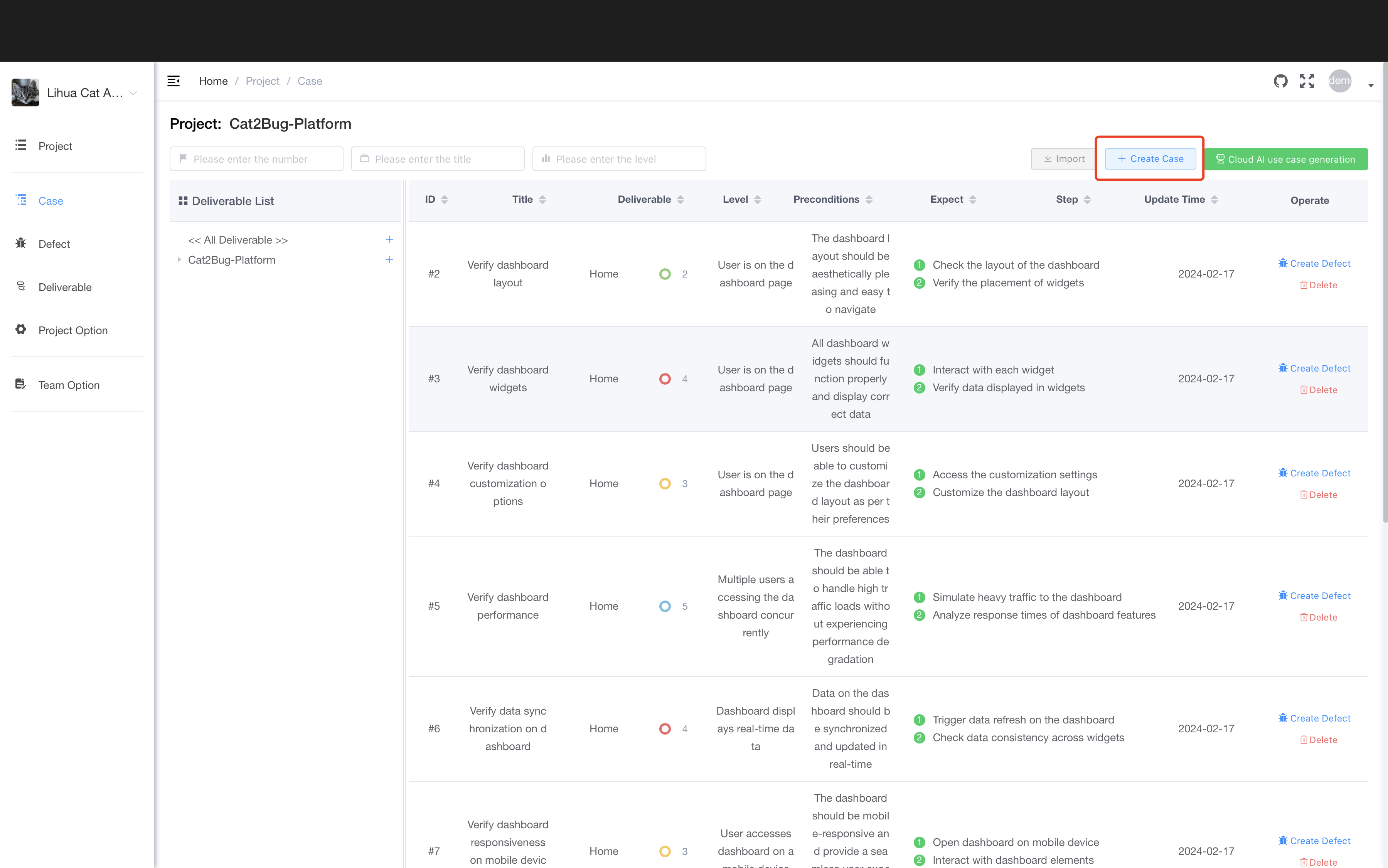 Creating Test Cases