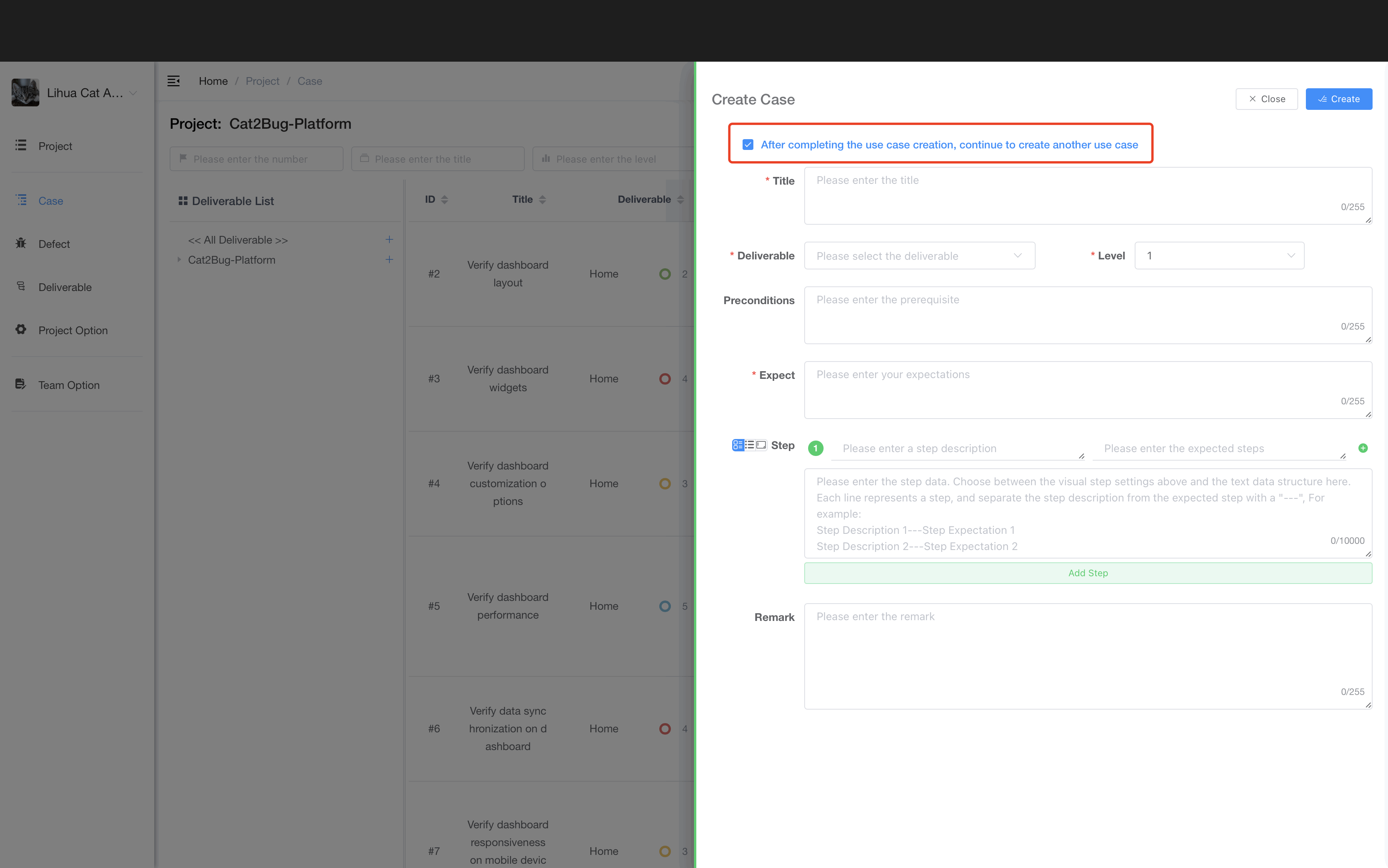 Create The Next Test Case